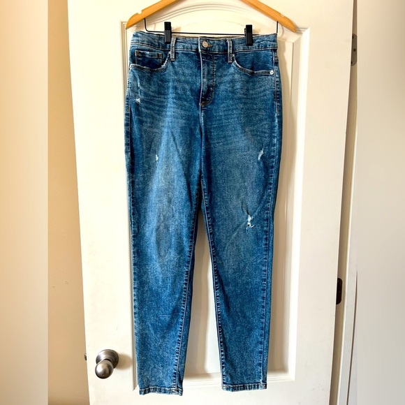 Banana Republic Medium Wash Distressed Skinny Jeans Women’s Size 8 - Picture 1 of 16